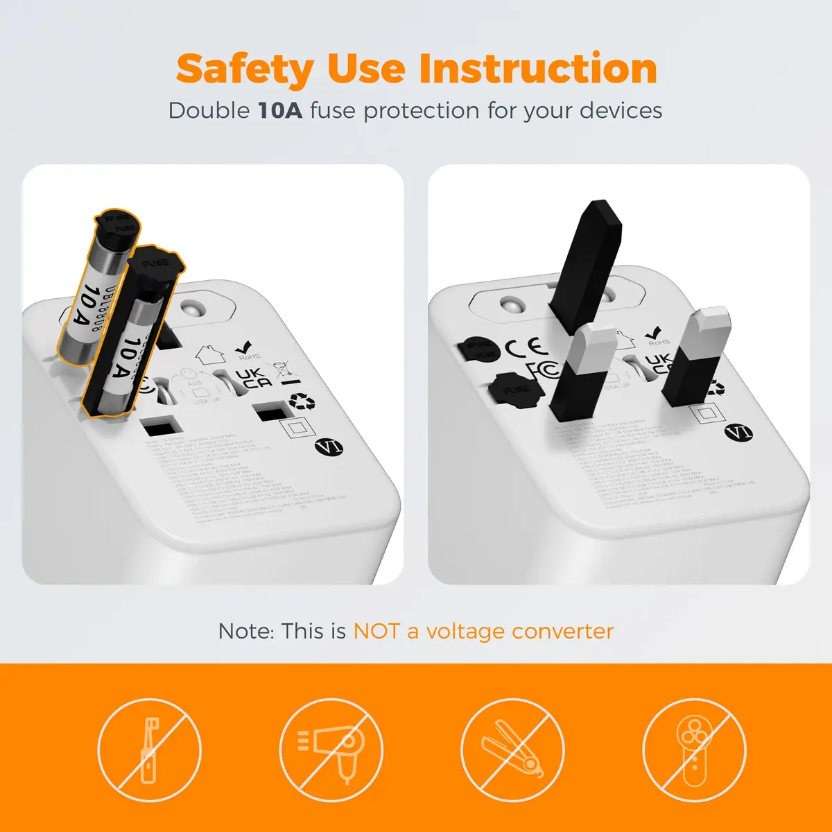 TESSAN Universal Travel Adapter 65W GaN, International Power Adapter | 7-in-1 Worldwide Compatibility - view 6