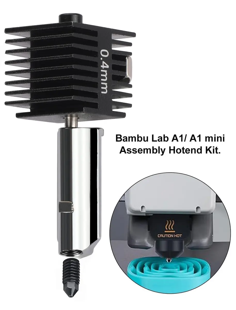 Mviioe Hardened Steel Hotend Nozzle Kit 0.4mm for Bambu A1 A1 Mini A2L Printers | High-Temp All-Metal Print Head - view 5