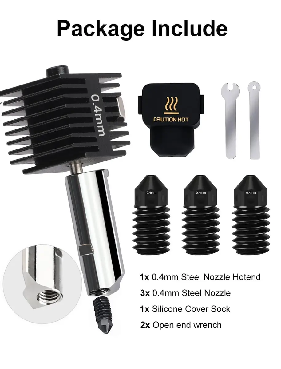 Mviioe Hardened Steel Hotend Nozzle Kit 0.4mm for Bambu A1 A1 Mini A2L Printers | High-Temp All-Metal Print Head - view 6