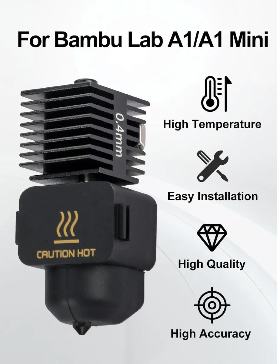 Mviioe Hardened Steel Hotend Nozzle Kit 0.4mm for Bambu A1 A1 Mini A2L Printers | High-Temp All-Metal Print Head - view 4