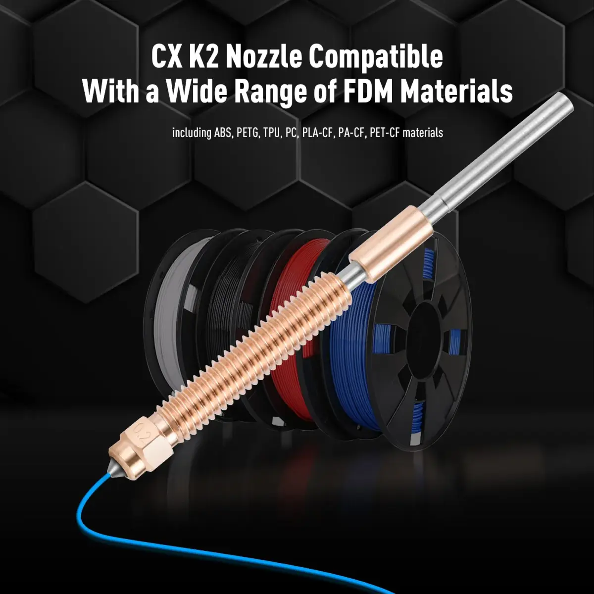 Xirbbo K2 Plus Nozzle Kit | 2 pcs 0.2mm Unicorn Quick-Swap Hardened Steel & Copper Alloy Nozzle for Creality K2 Plus 3D Printer - view 2