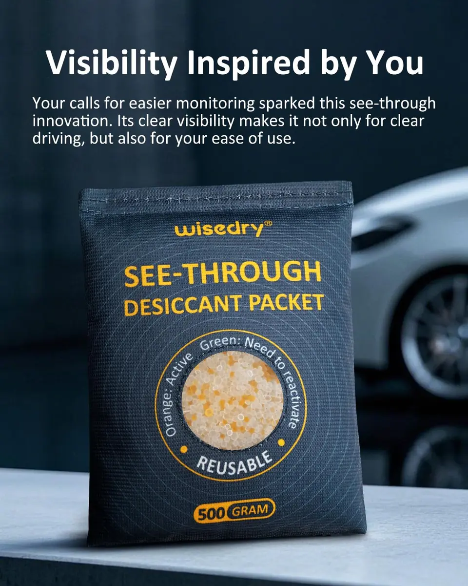 wisedry 4 x 500g See-Through Silica Gel Packets | Reusable Safe Dehumidifier with Color Indicator - view 4