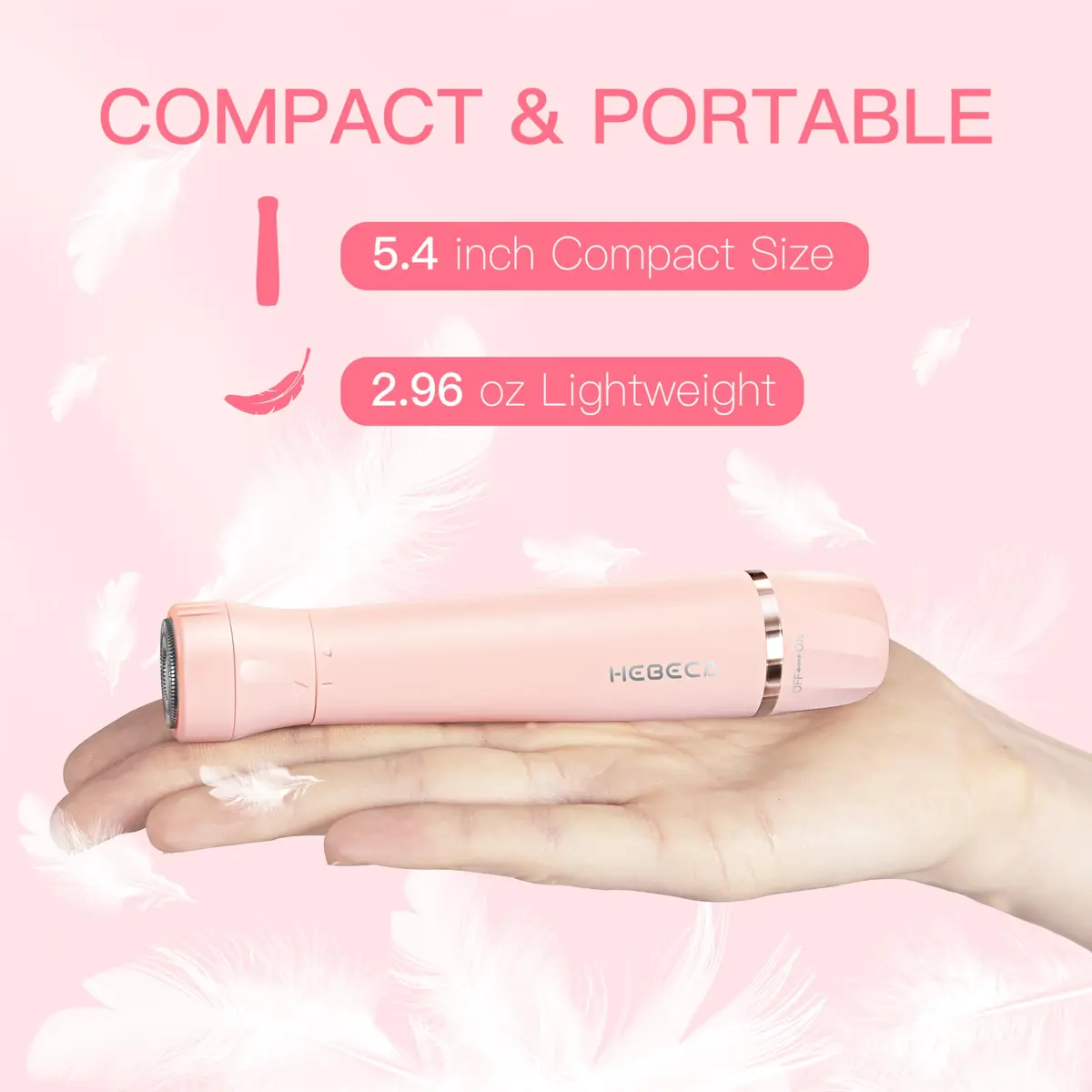 HEBECA 3in1 Electric Facial Hair Trimmer Waterproof Pink | Painless Nose & Eyebrow Grooming (70-120 chars) - view 5