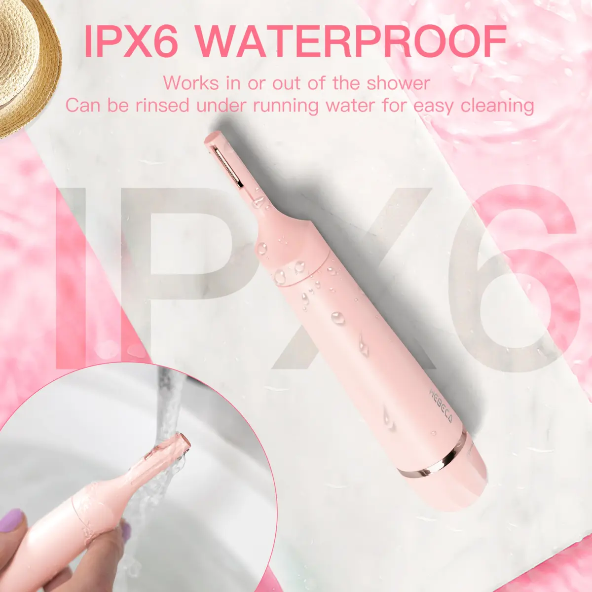HEBECA 3in1 Electric Facial Hair Trimmer Waterproof Pink | Painless Nose & Eyebrow Grooming (70-120 chars) - view 7