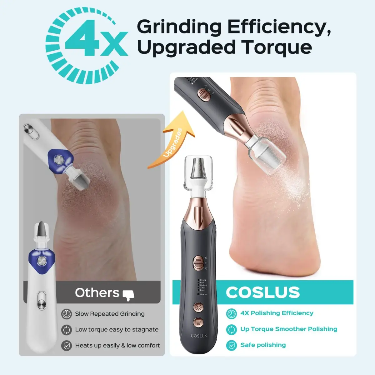 COSLUS C43 Professional Manicure Pedicure Kit with Upgrade Wider Grinder | 5000 RPM Cordless Electric Nail File - view 2
