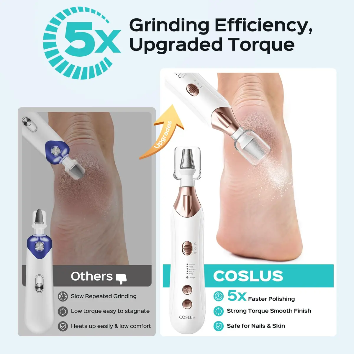 COSLUS C43 Professional Manicure Pedicure Kit with Upgrade Wider Grinder | 5000 RPM Cordless Electric Nail File for Home Salon Use - view 2