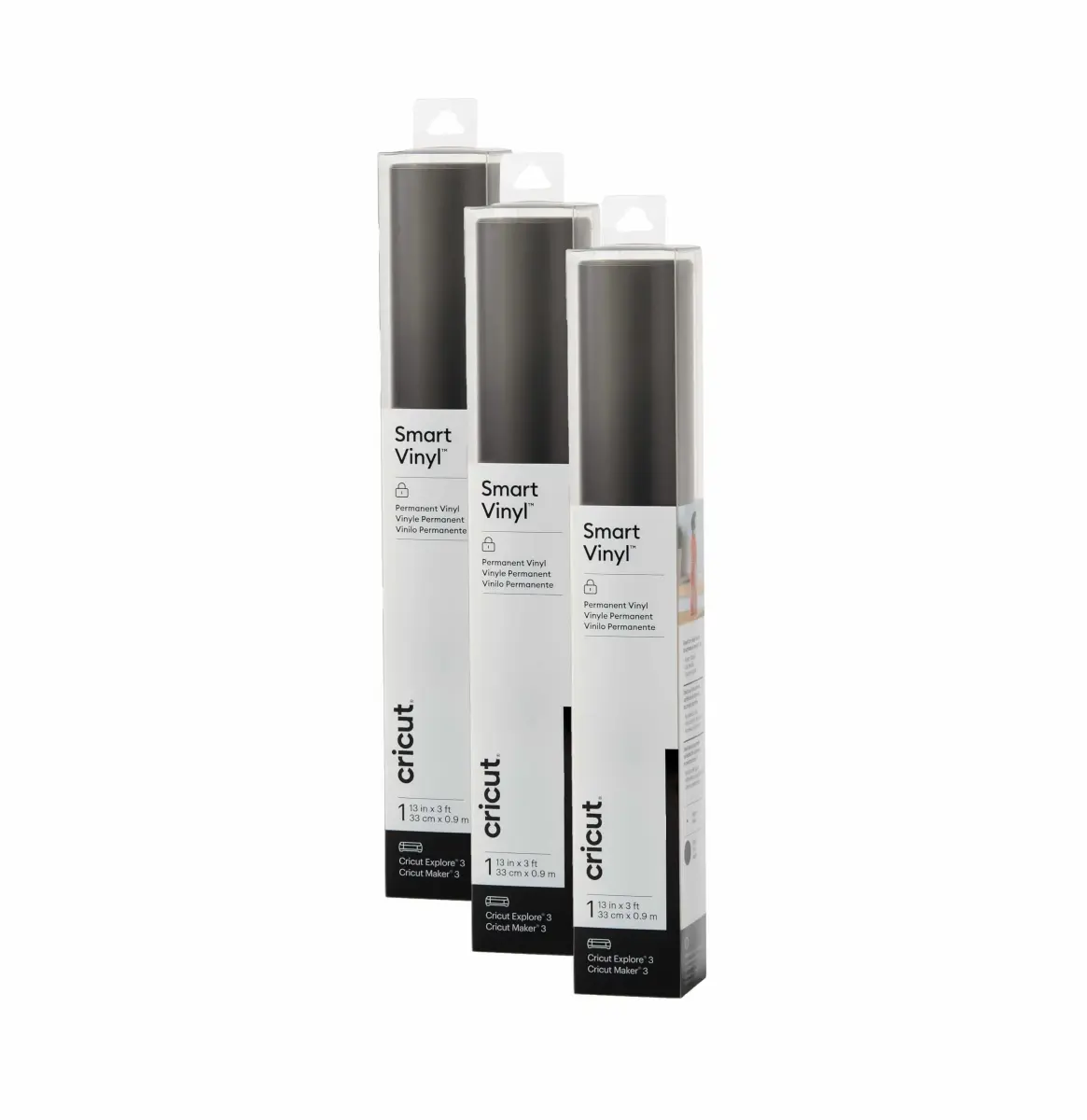 Cricut Smart Permanent Vinyl, Black - 3-Pack of 3ft Rolls (13"x36") | Matless Cutting for Maker 3 & Explore 3 - main product image