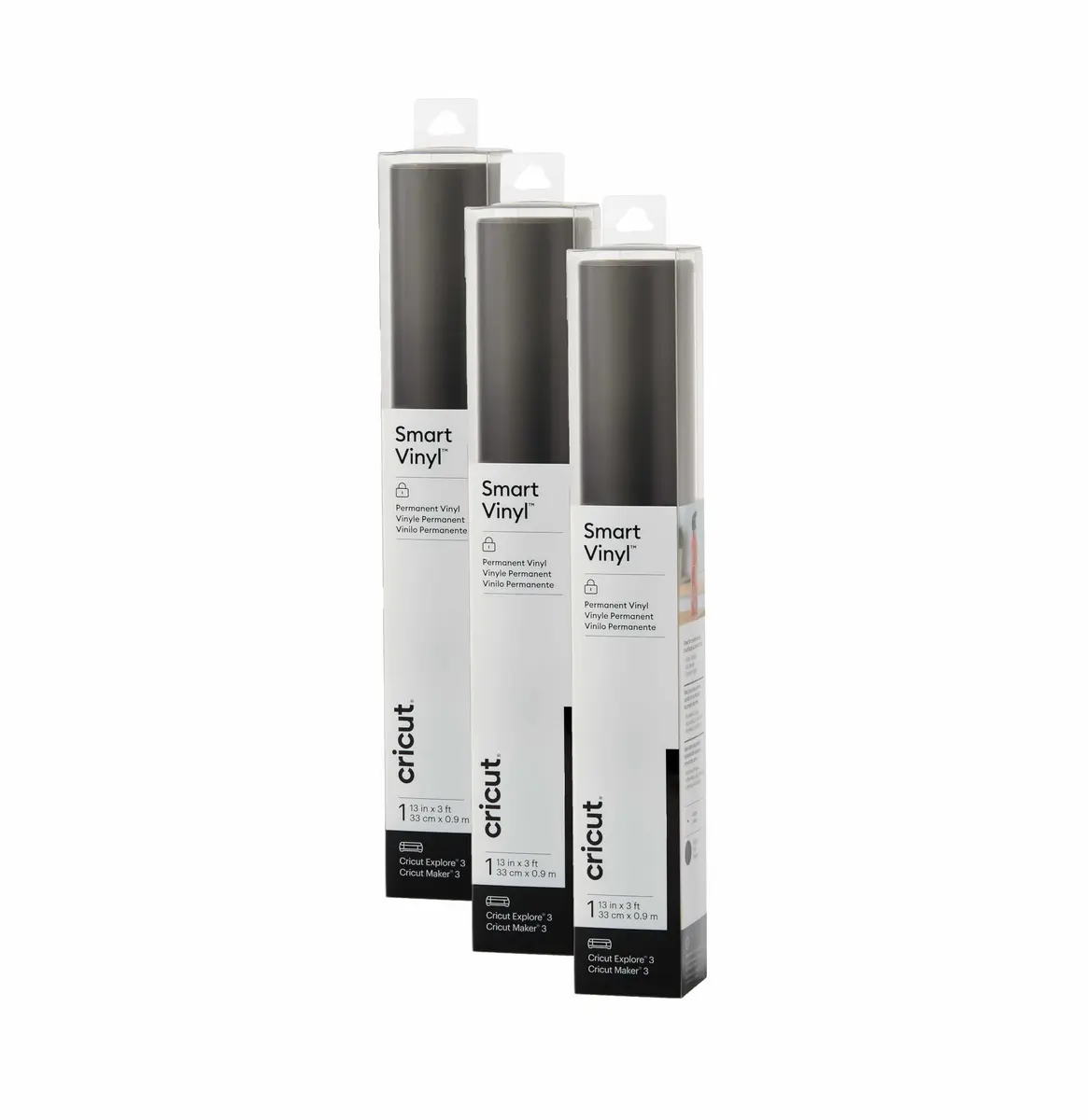 Cricut Smart Permanent Vinyl, Black, 3-Pack of 3ft Rolls (13"x36") | Matless Cutting for Intricate Designs - main product image