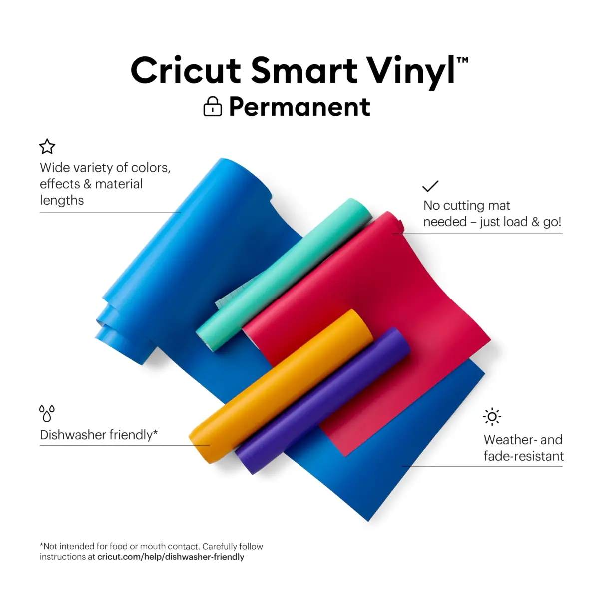Cricut Smart Permanent Vinyl, Black - 3-Pack of 3ft Rolls (13"x36") | Matless Cutting for Maker 3 & Explore 3 - view 2