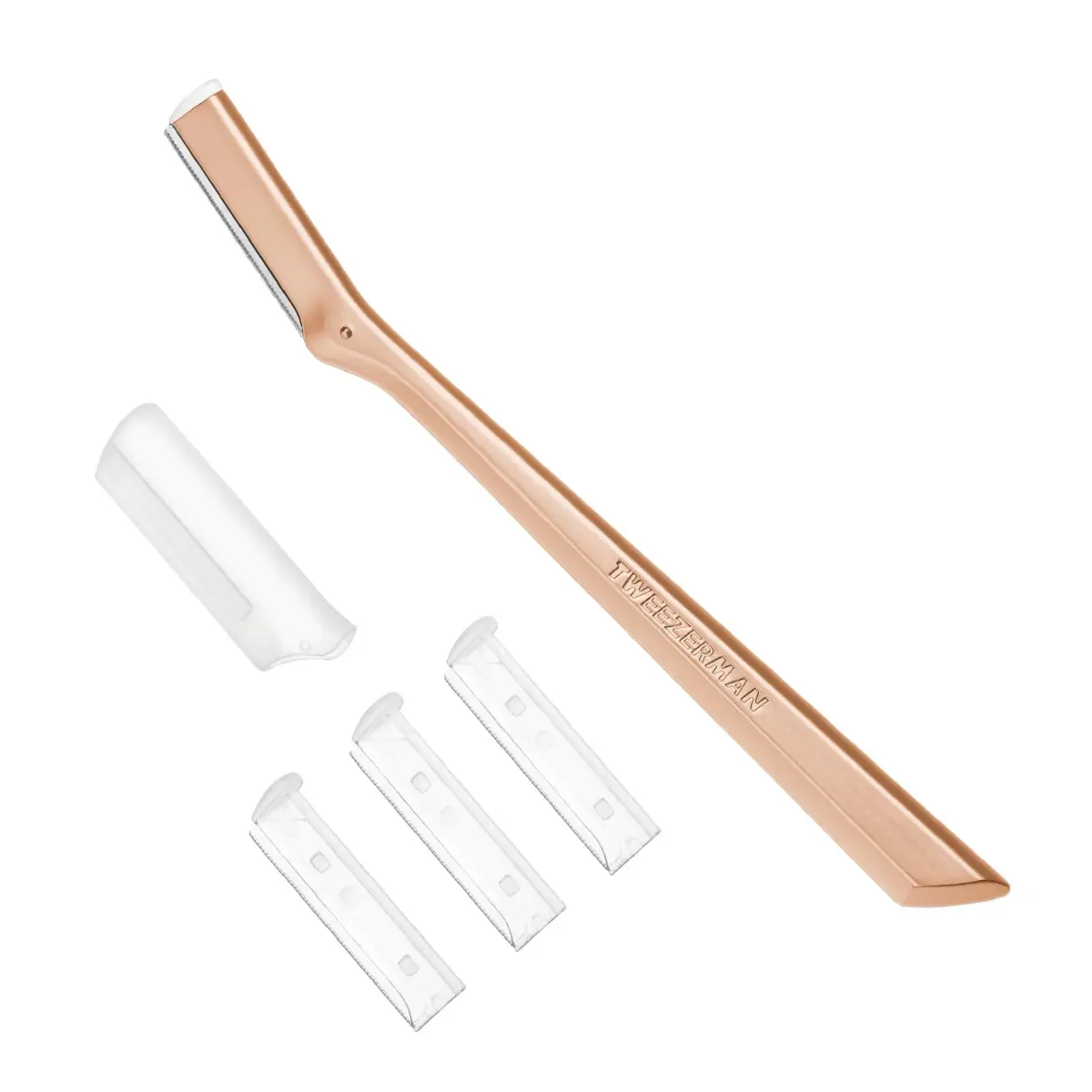Tweezerman Facial Razor Rose Gold with 3 Replacement Blades | Gentle Exfoliation & Peach Fuzz Removal - main product image
