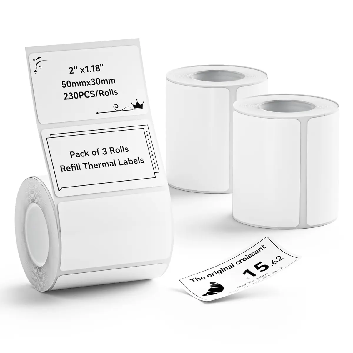 NIIMBOT 3 Rolls Waterproof Thermal Label Tape 50x30mm (1.97"x1.18") | Black on White Labels for B1/B21/B3S Printers - main product image