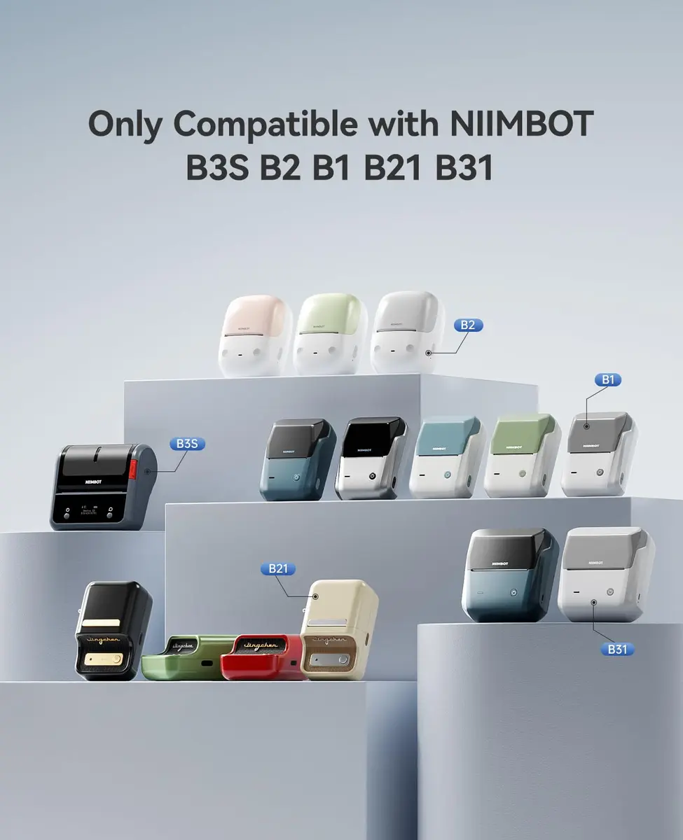 NIIMBOT 3 Rolls Clear Label Tape 40x30mm (1.57"x1.18") | Waterproof Thermal Labels for B1/B21/B3S Printers - view 2