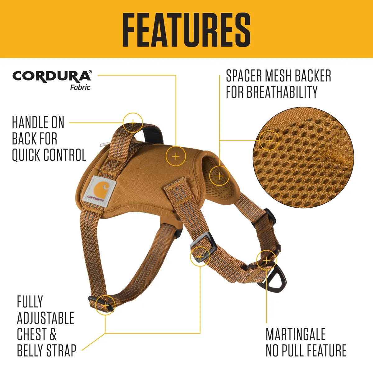 Carhartt Nylon Duck No Pull Dog Harness Deep Wine XL | Adjustable Dog Harness with Control Handle & Reflective Stitching - view 2