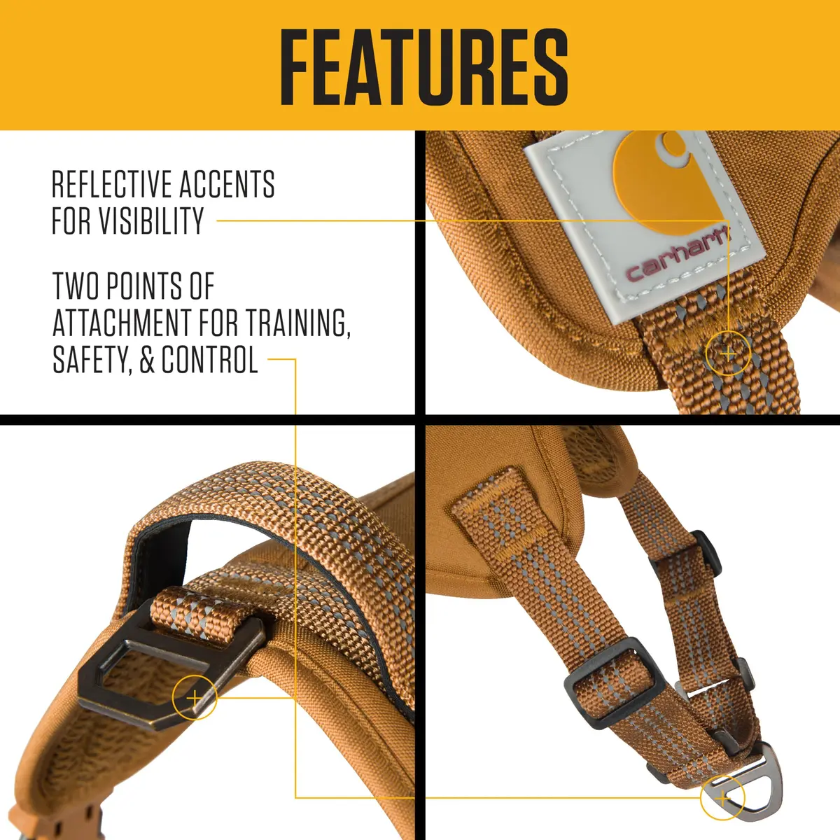 Carhartt Nylon Duck No Pull Dog Harness Deep Wine L | Adjustable, Water-Repellent, Reflective - view 3