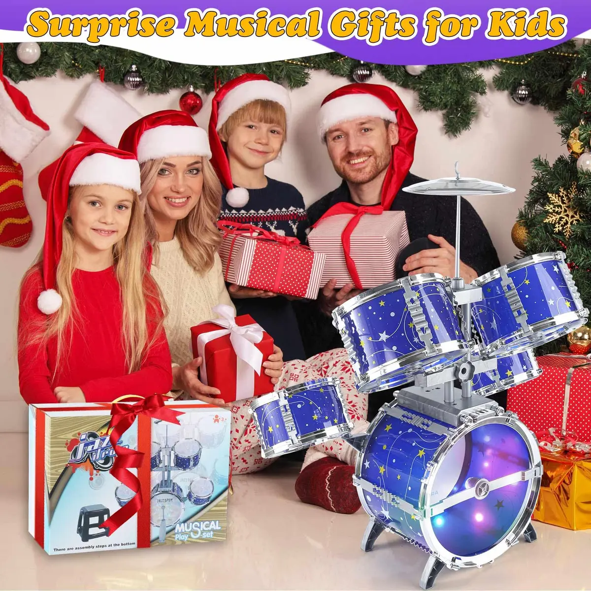 LinseyFun Kids Drum Set for Toddlers 3-5 | Light-up Jazz Percussion Toy - view 6