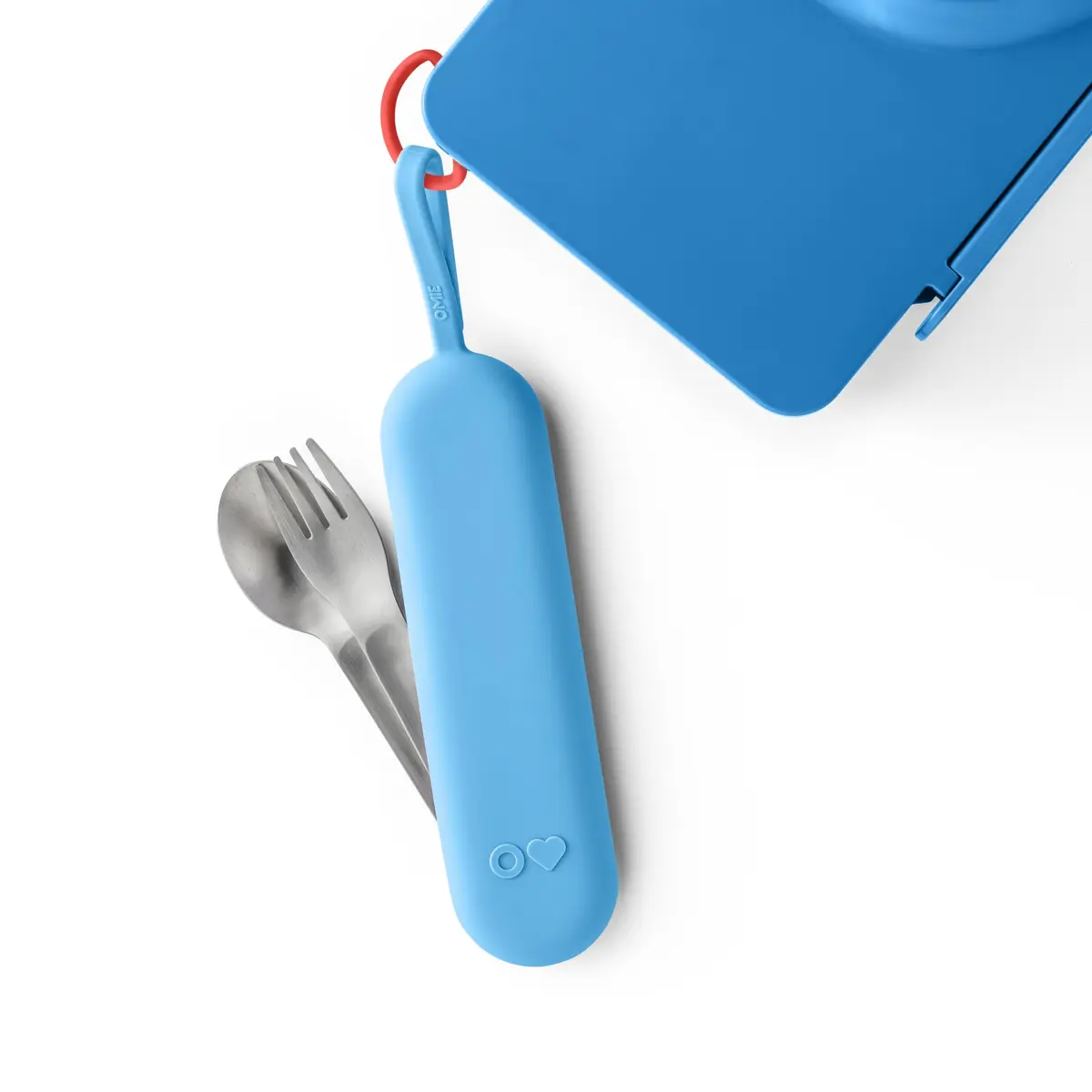 Omie OmieBox Travel Fork & Spoon Set with Case, Blue | Durable Stainless Steel Utensils for On-the-Go Meals - main product image