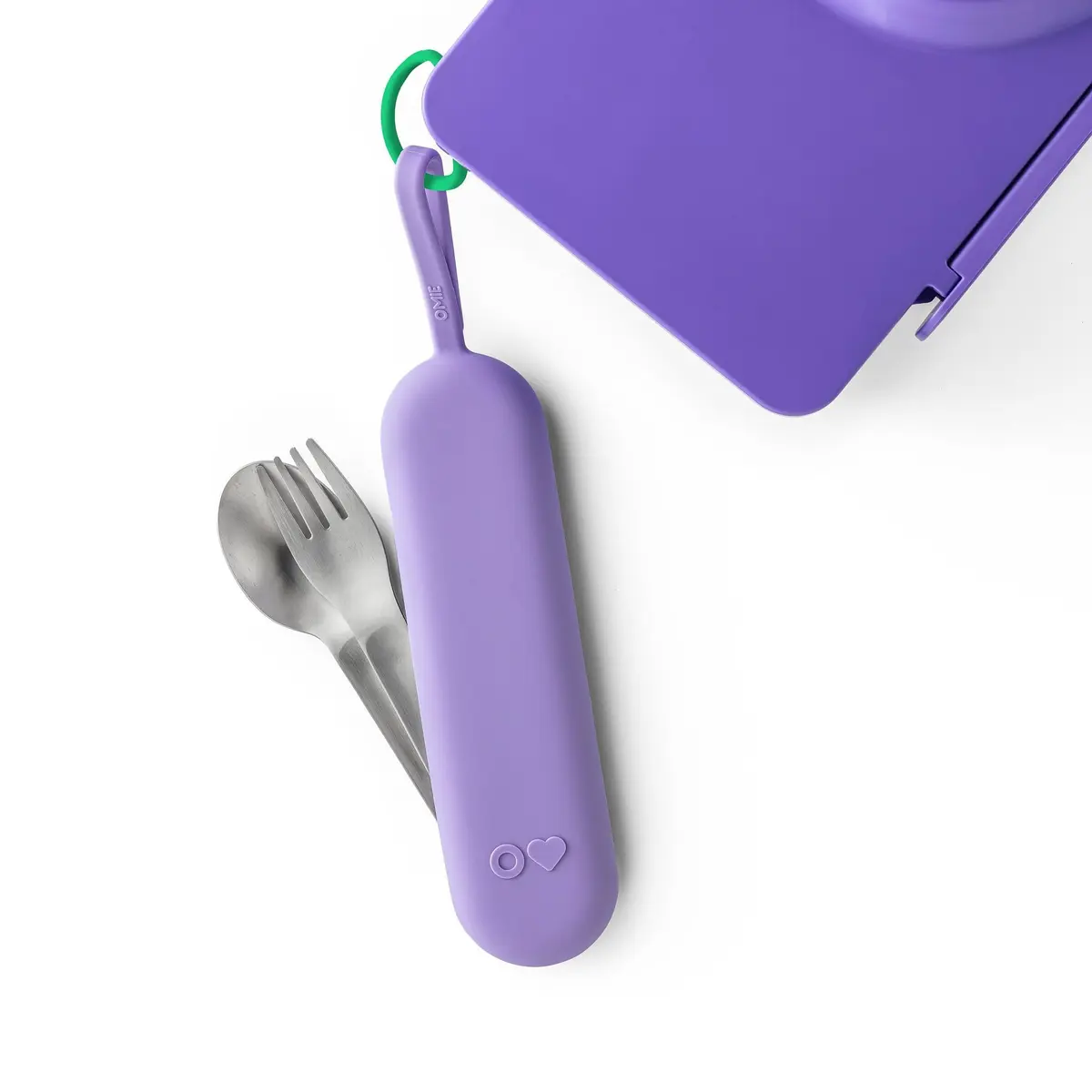Omie Travel Fork & Spoon Set with Case, Purple | Durable Stainless Steel Utensils for On-the-Go Meals - main product image