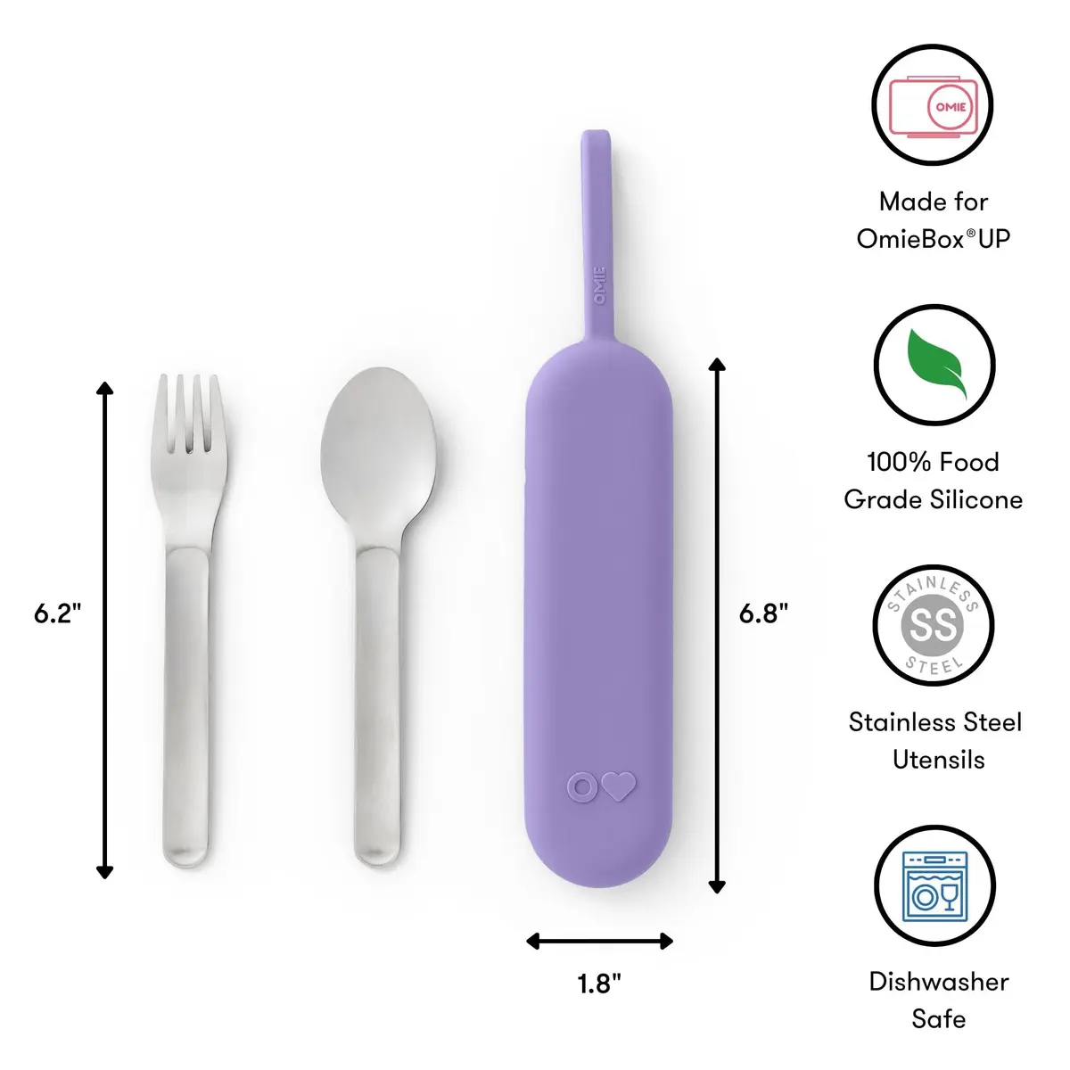 Omie Travel Fork & Spoon Set with Case, Purple | Durable Stainless Steel Utensils for On-the-Go Meals - view 6