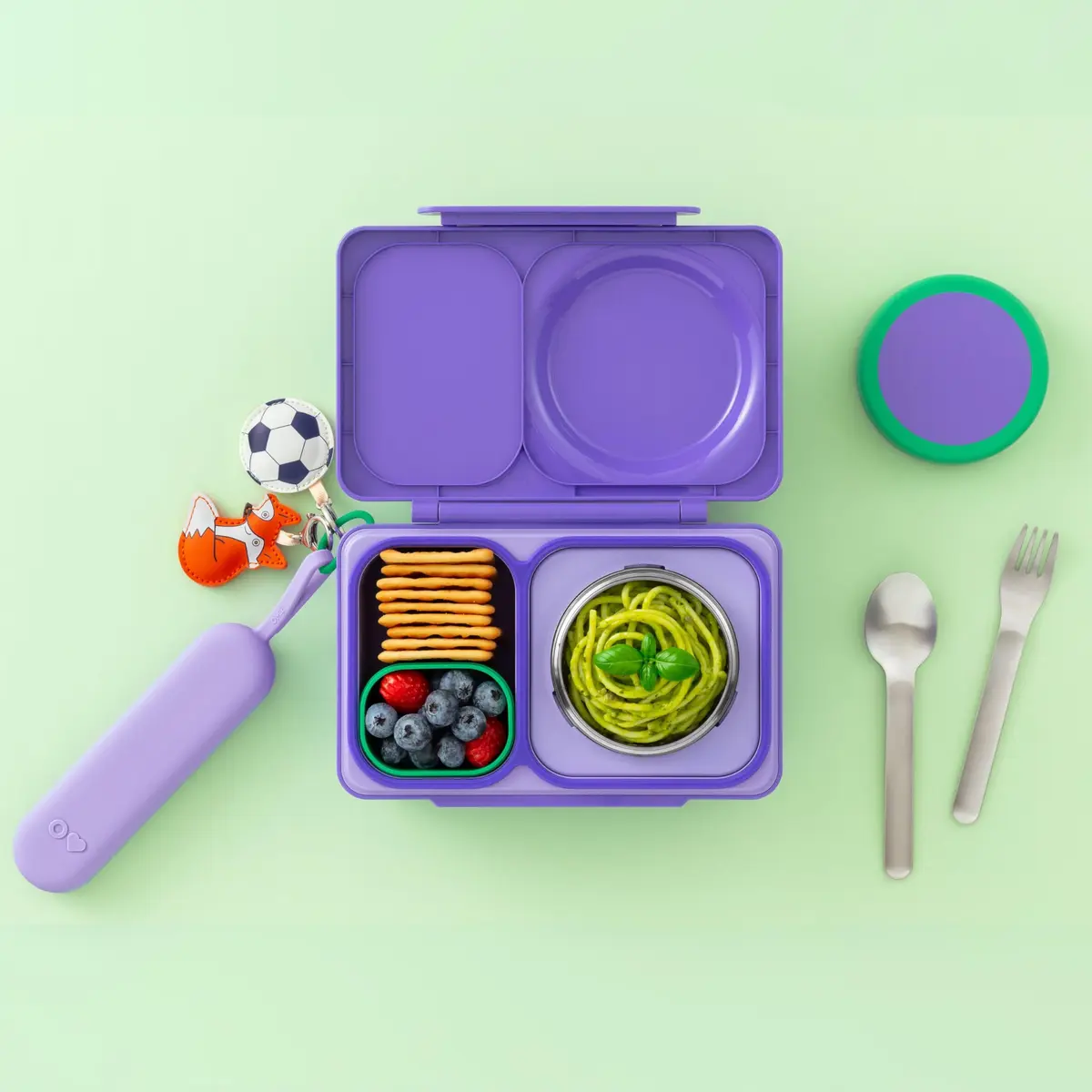 Omie Travel Fork & Spoon Set with Case, Purple | Durable Stainless Steel Utensils for On-the-Go Meals - view 4