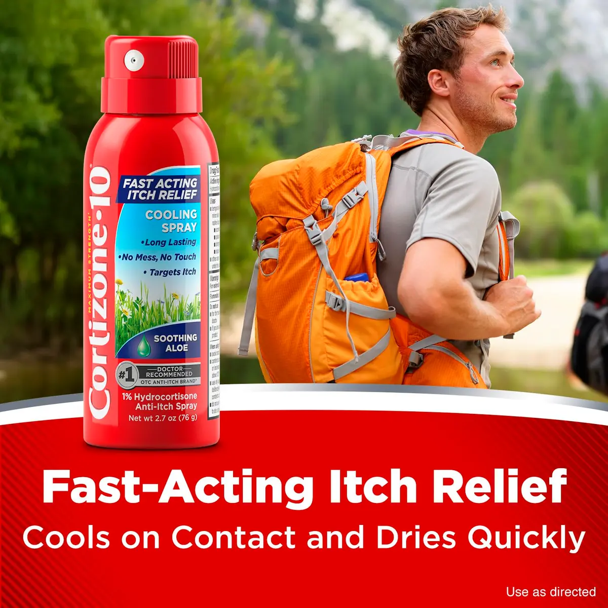 Cortizone 10 Max Strength Itch Relief Spray 2.7 oz | Soothing Aloe Formula for Minor Skin Irritations - view 3