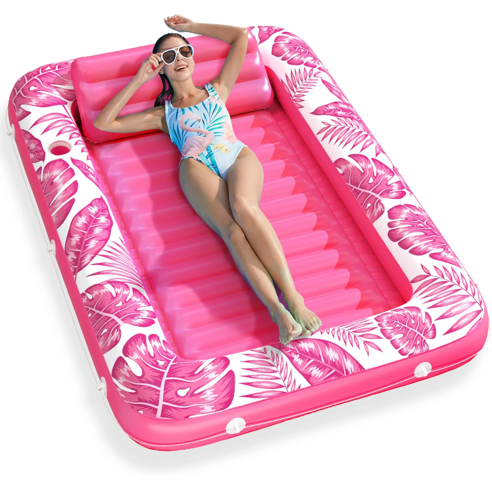 Jasonwell Inflatable Tanning Pool Lounger Float Rose Pink L | Personal Relaxation Oasis - main product image