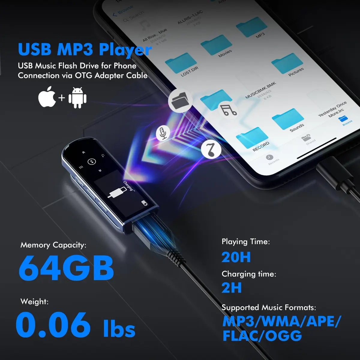 RUIZU 64GB USB MP3 Player with Bluetooth 5.3 & Clip for Sports Running | HiFi Sound, FM Radio, Voice Recorder - view 4