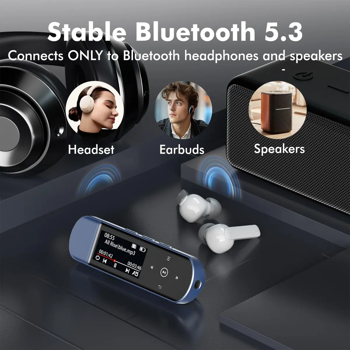 RUIZU 64GB USB MP3 Player with Bluetooth 5.3 & Clip for Sports Running | HiFi Sound, FM Radio, Voice Recorder - view 2