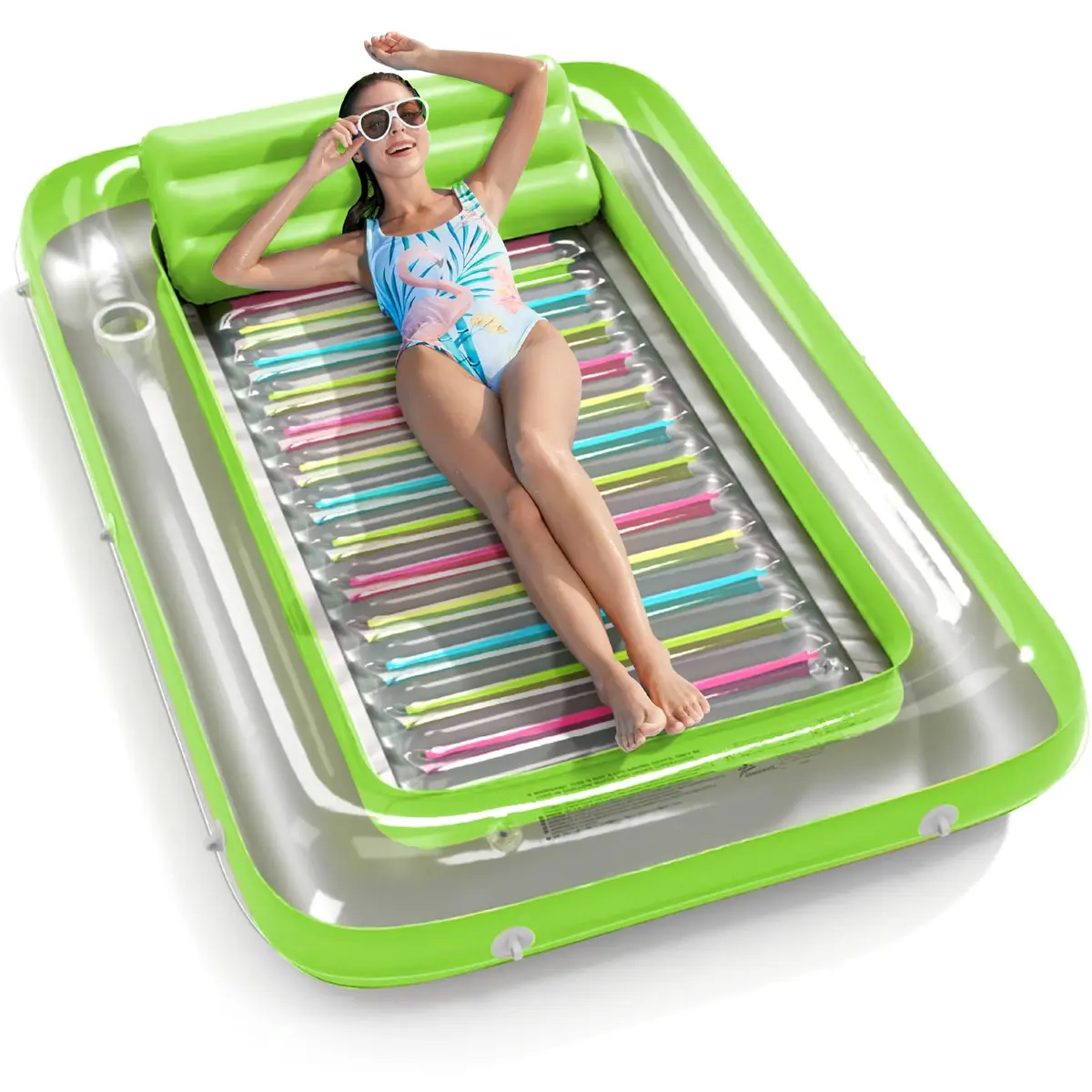 Jasonwell Inflatable Tanning Pool Lounger Float - Lime Green Large | 2.44 kg (5.38 lb) with 500 lb Capacity - main product image