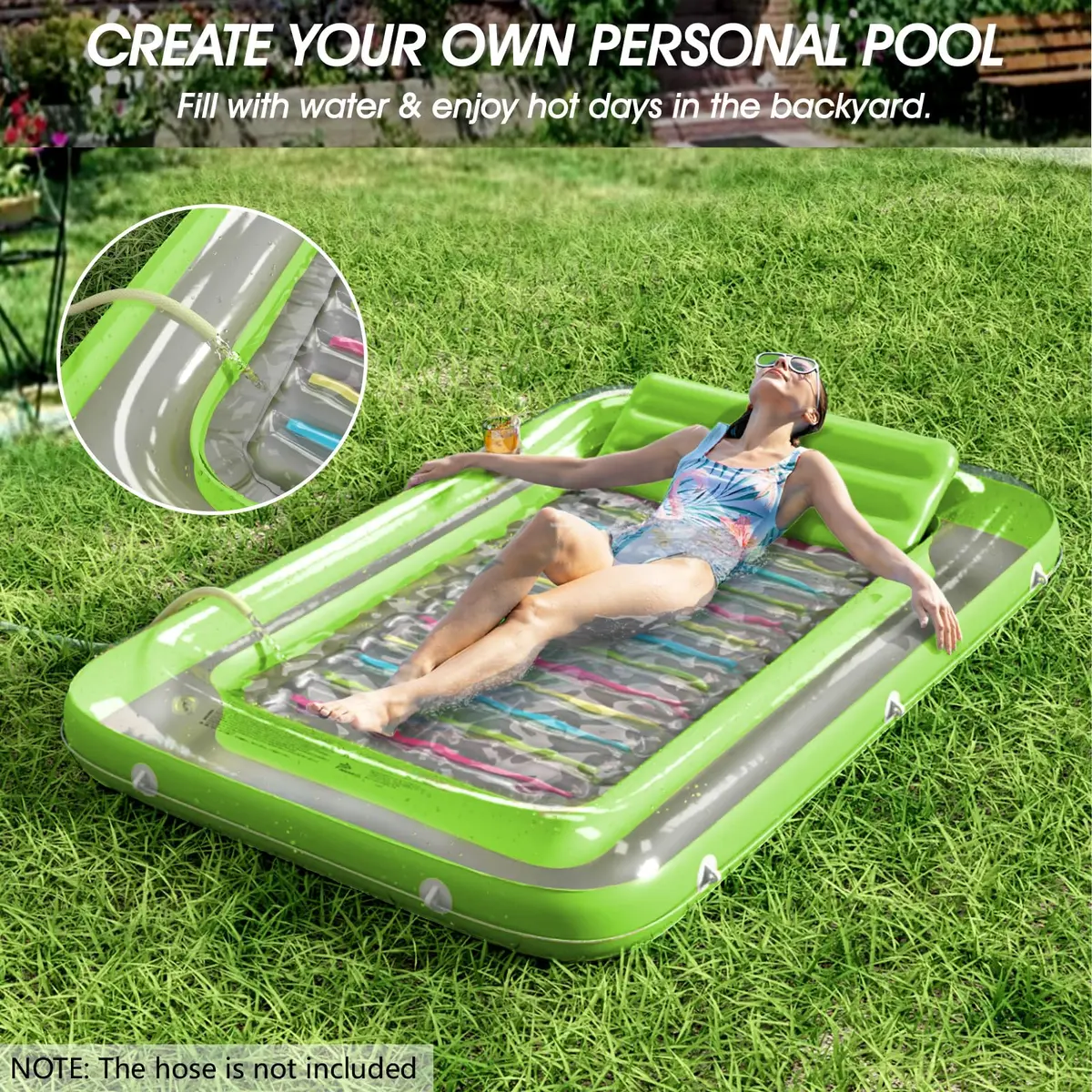 Jasonwell Inflatable Tanning Pool Lounger Float - Lime Green Large | 2.44 kg (5.38 lb) with 500 lb Capacity - view 2