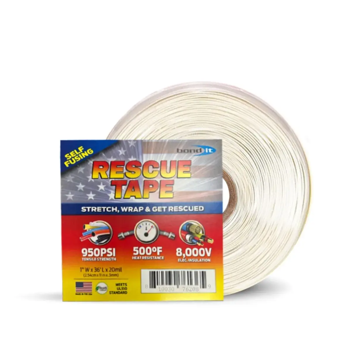 Bond It Rescue Tape Self-Fusing Silicone Repair Tape 36 ft (10.97 m) | Waterproof, Heat-Resistant, Electrical Insulation - main product image