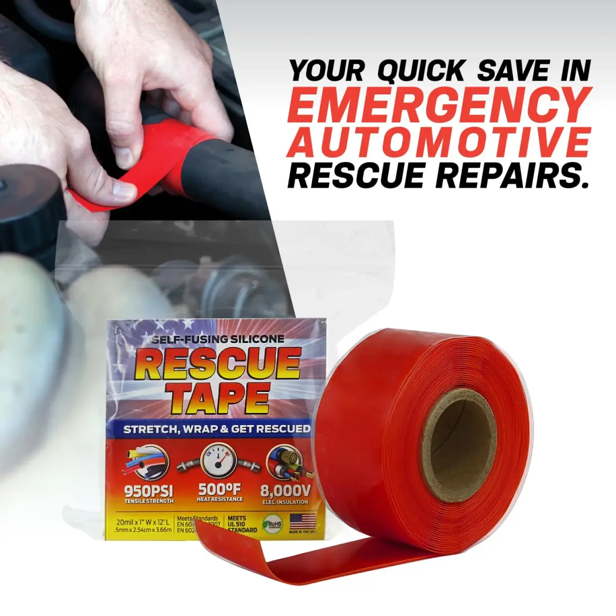 Bond It Rescue Tape Self-Fusing Silicone Repair Tape 36 ft (10.97 m) | Waterproof, Heat-Resistant, Electrical Insulation - view 6