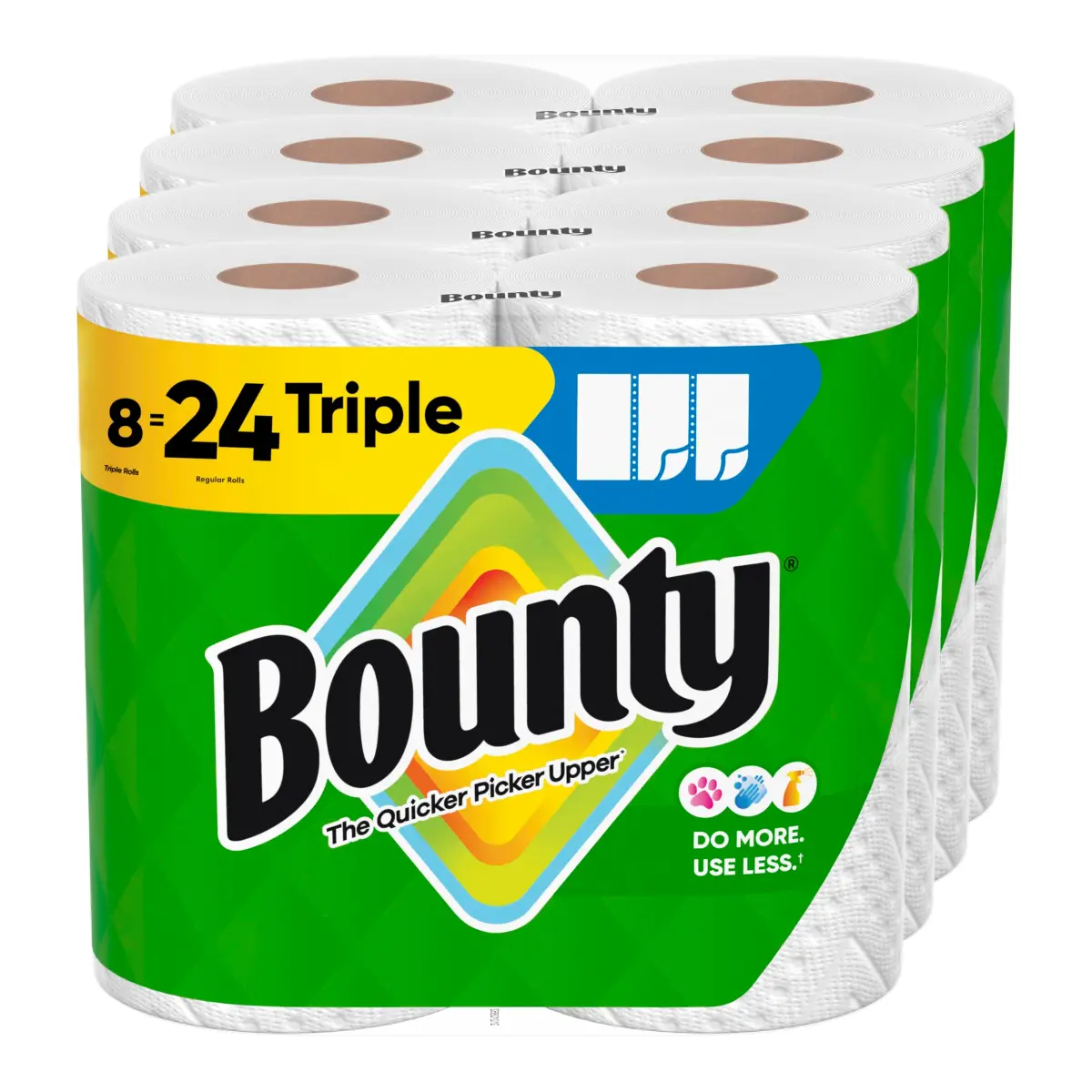 Bounty Select-A-Size Paper Towels, White, 8 Triple Rolls (984 Sheets) | The Quicker Picker Upper - main product image