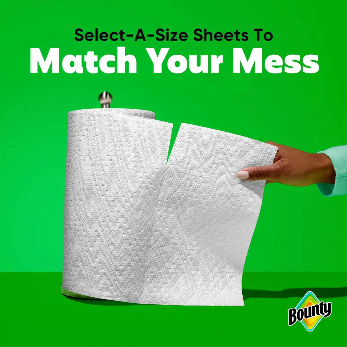 Bounty Select-A-Size Paper Towels, White, 2 Mega Rolls (328 Sheets Total) | Absorbent & Durable for Quick Mess Cleanup - view 6