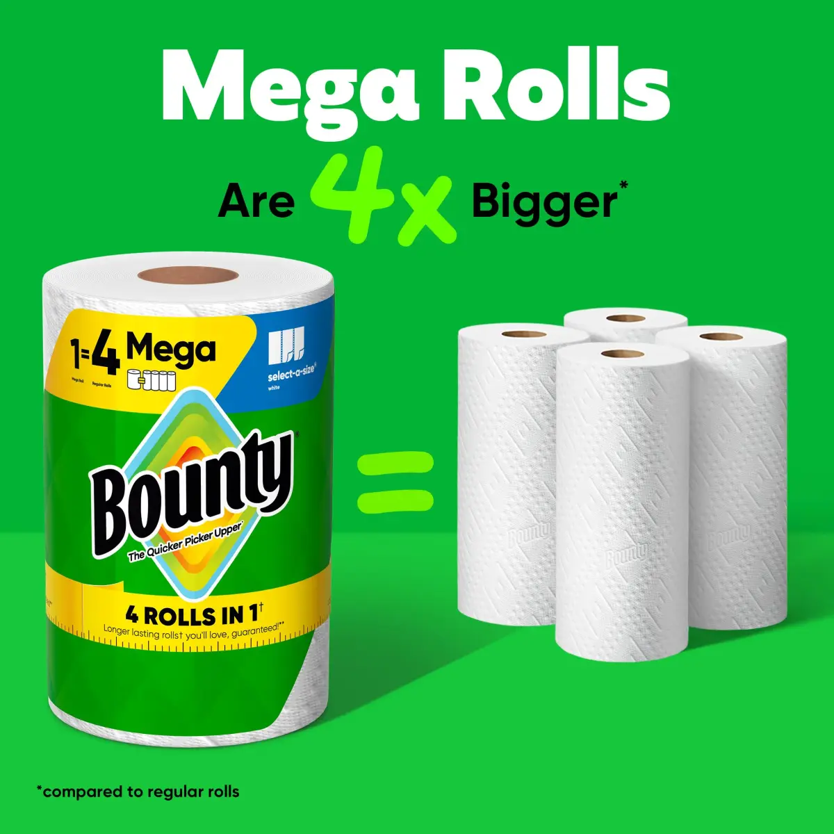 Bounty Select-A-Size Paper Towels, White, 2 Mega Rolls (328 Sheets Total) | Absorbent & Durable for Quick Mess Cleanup - view 3