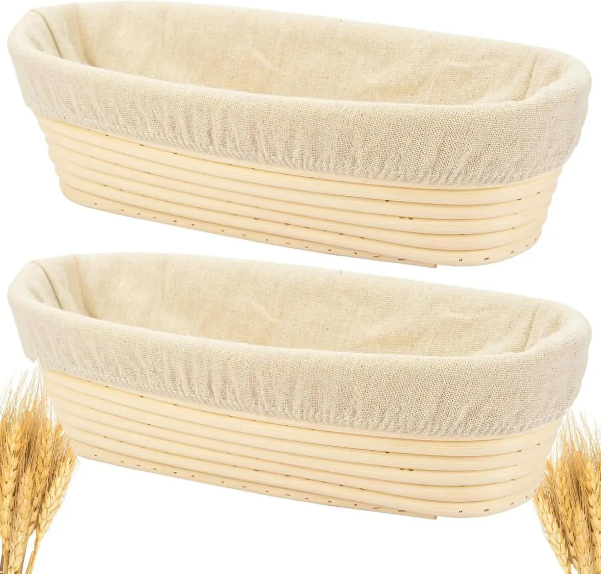 Stormshopping 2-Pack Oval Rattan Bread Proofing Basket 30cm (12 inch) | Handmade for Artisan Sourdough - main product image