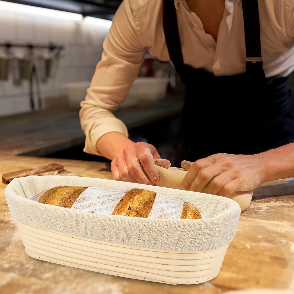 Stormshopping 2-Pack Oval Rattan Bread Proofing Basket 30cm (12 inch) | Handmade for Artisan Sourdough - view 6