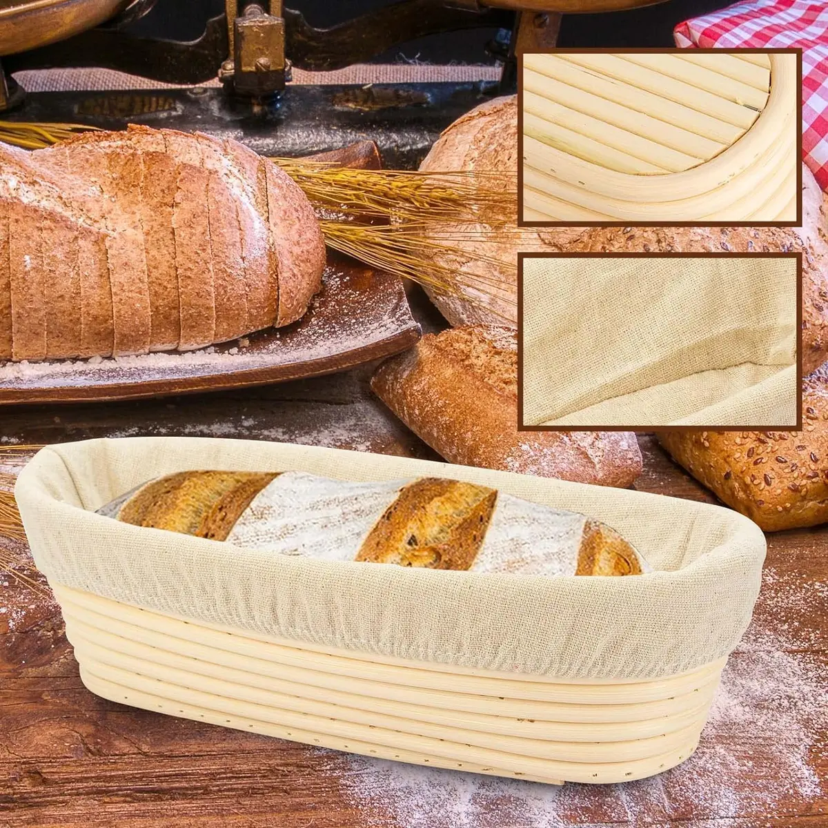Stormshopping 2-Pack Oval Rattan Bread Proofing Basket 30cm (12 inch) | Handmade for Artisan Sourdough - view 2