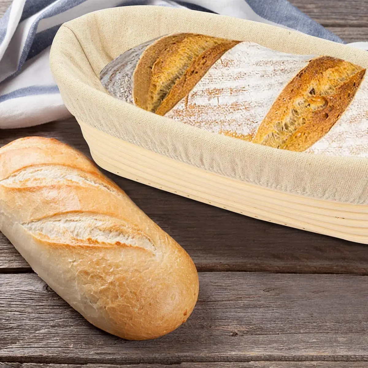 Stormshopping 2-Pack Oval Rattan Bread Proofing Basket 30cm (12 inch) | Handmade for Artisan Sourdough - view 3