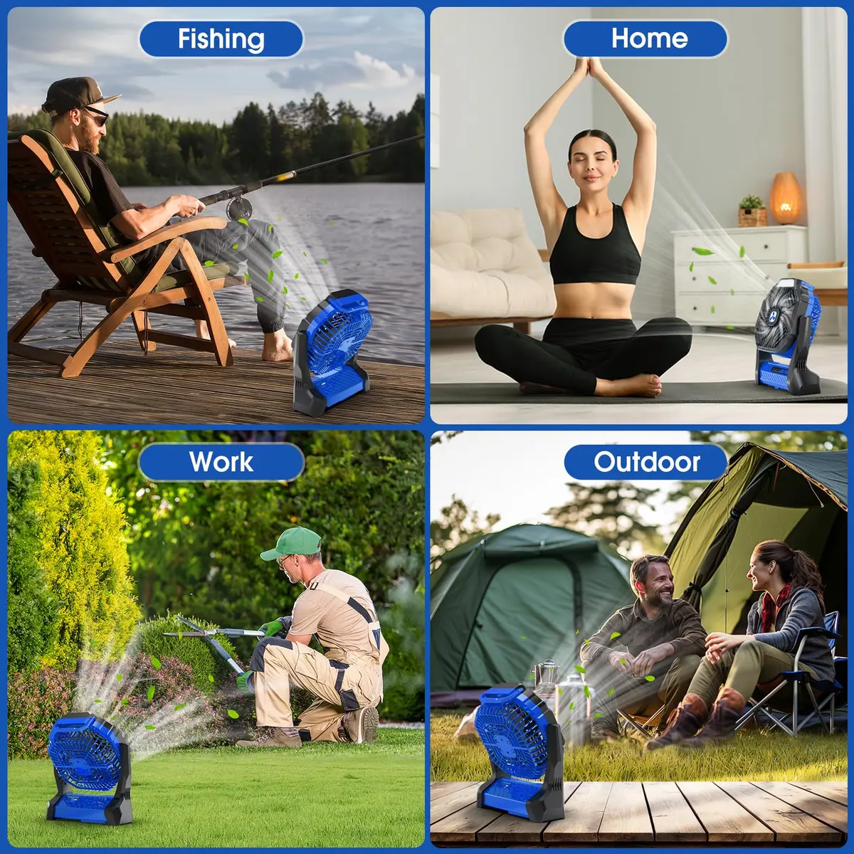 Peouix Portable Rechargeable Fan 20000mAh | Cordless Camping Fan with LED Lantern & Power Bank (270° Oscillation, 16-145H Runtime) - view 7
