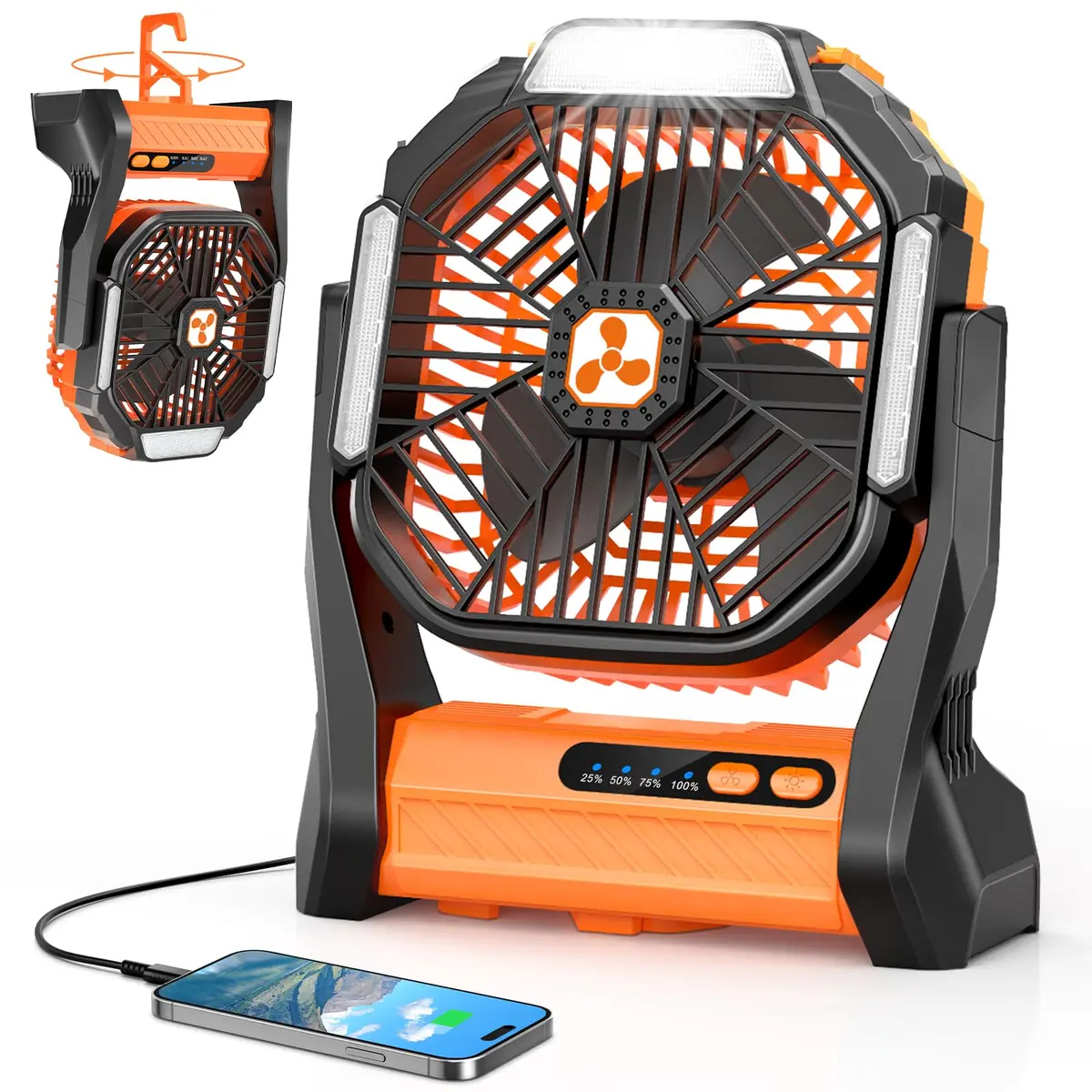 Peouix Portable Rechargeable Fan 20000mAh | Cordless Camping Fan with LED Lantern & Power Bank (≤120c) - main product image