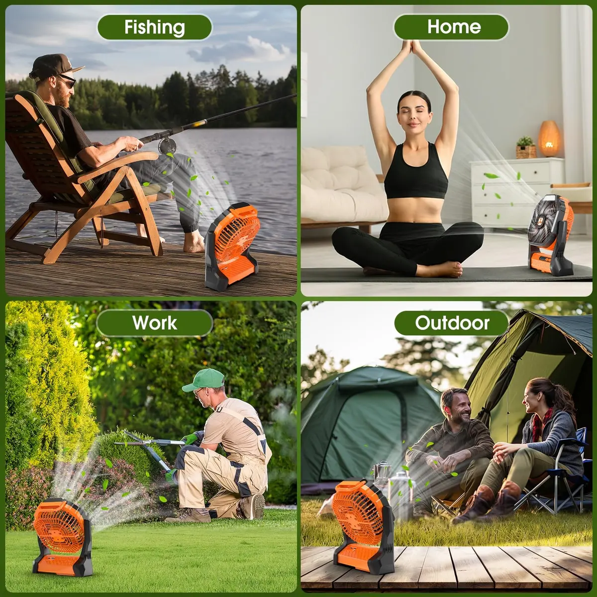 Peouix Portable Rechargeable Fan 20000mAh | Cordless Camping Fan with LED Lantern & Power Bank (≤120c) - view 7