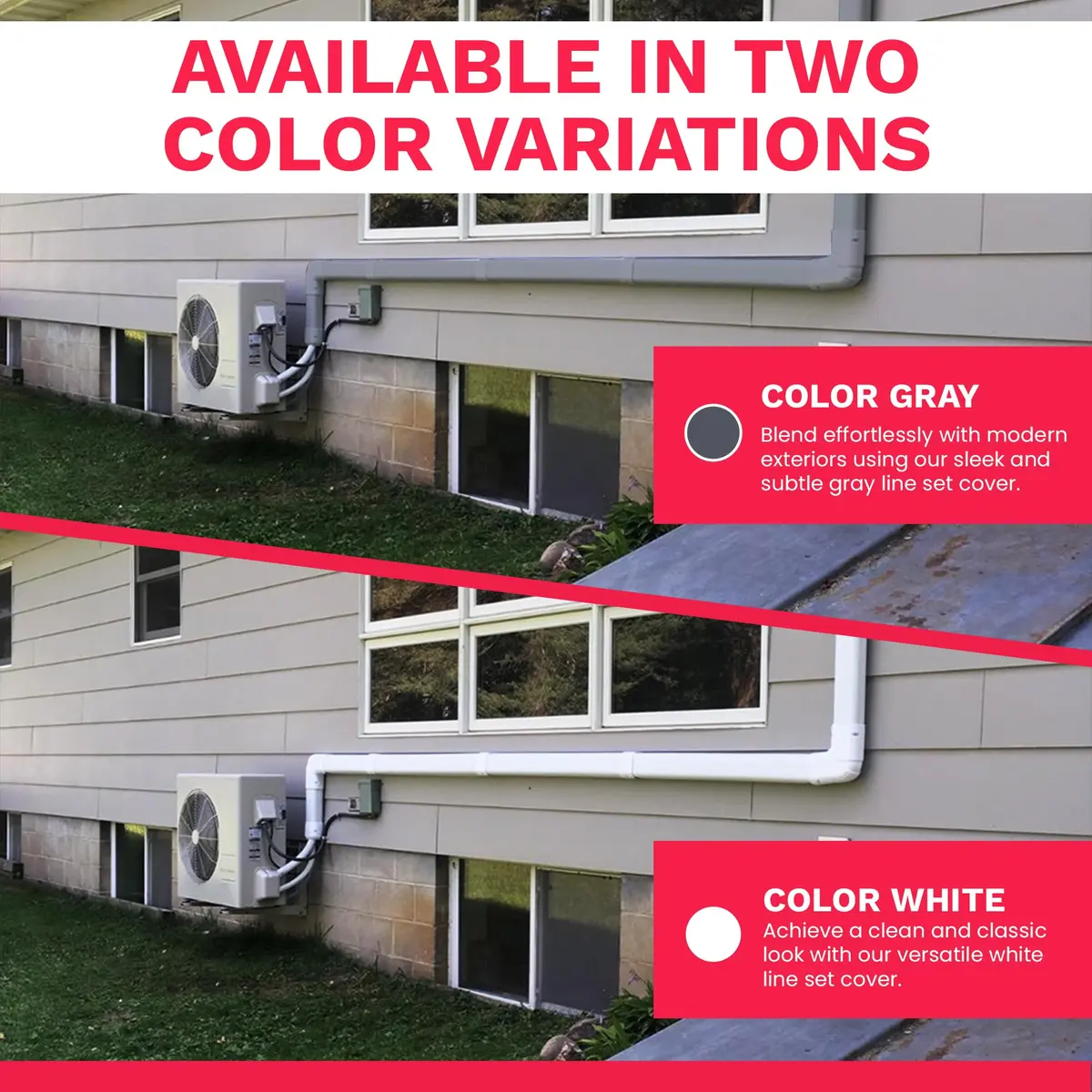 DuctlessAire Gray Mini Split Line Set Cover Kit 2.29 m (7.5 ft) | Protects AC Lines for Clean Installation - view 6