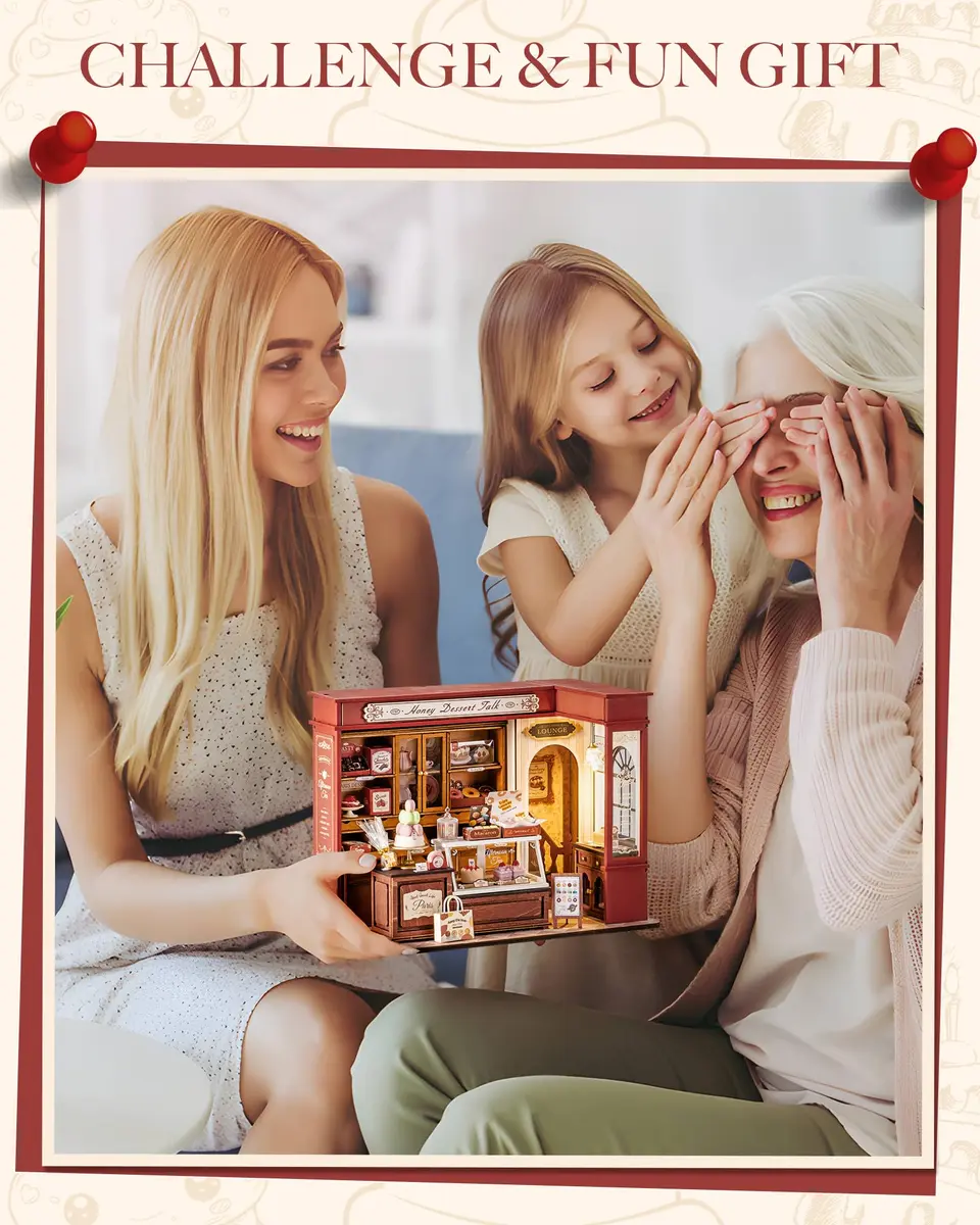 Rolife Miniature Dollhouse Kit 1:18 Scale French Dessert Shop with LED, 242 pcs, Creative Gift for Adults - view 5