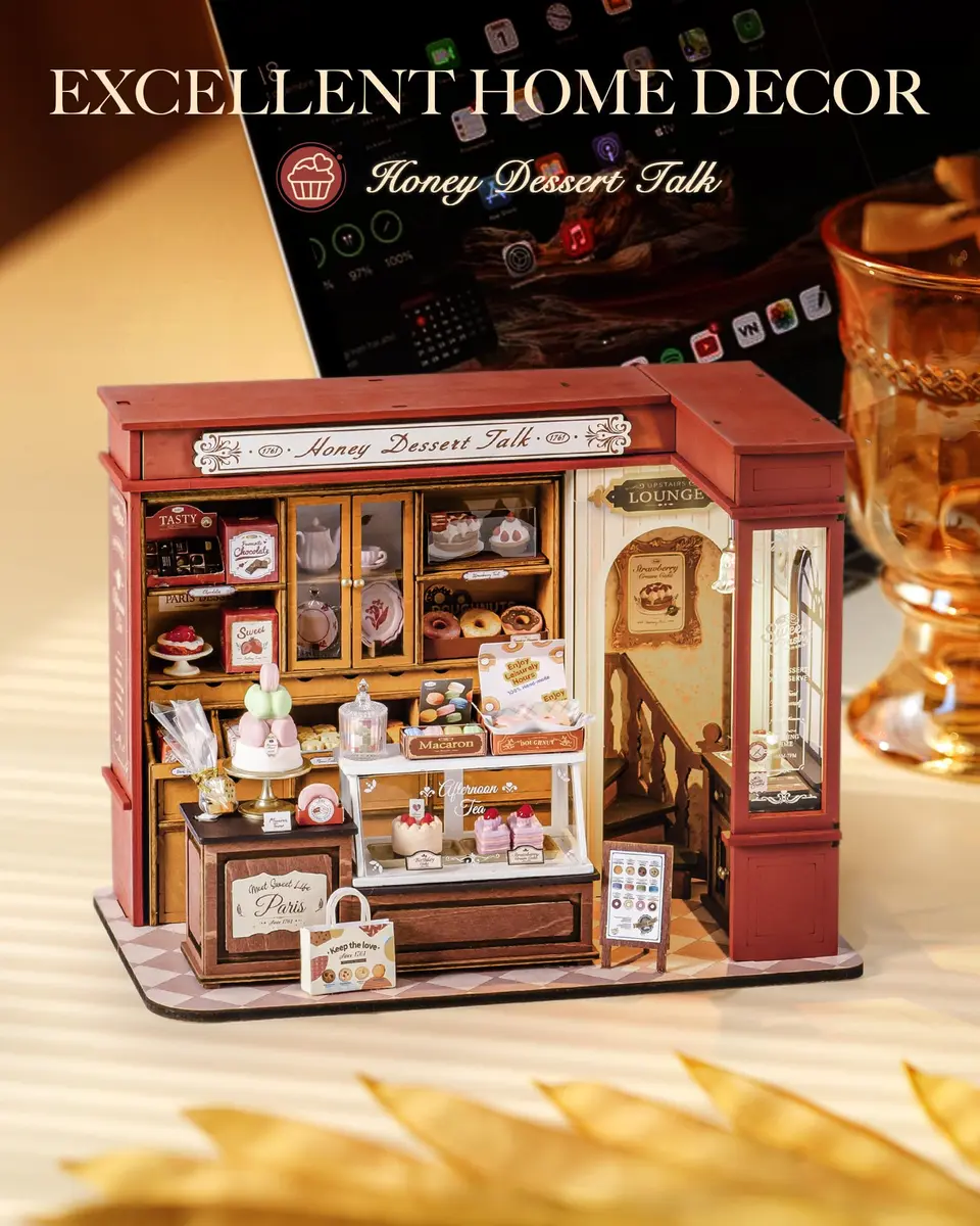 Rolife Miniature Dollhouse Kit 1:18 Scale French Dessert Shop with LED, 242 pcs, Creative Gift for Adults - view 6