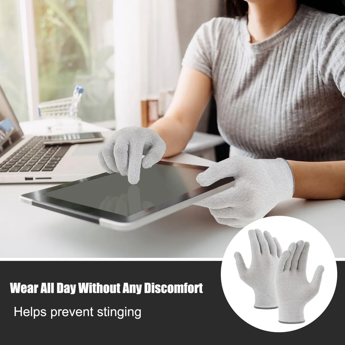 Teenyyou 2 Pairs Anti Static Touch Screen Gloves for Typing Laptop, M | Touch-Friendly, Soft & Comfortable - view 5