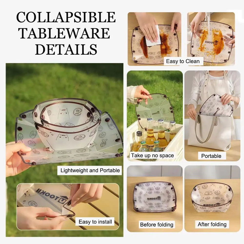 MIUPOO Collapsible Bowl Plate Cup Set | Portable Foldable Camping Dinnerware (3 Sizes) - view 3