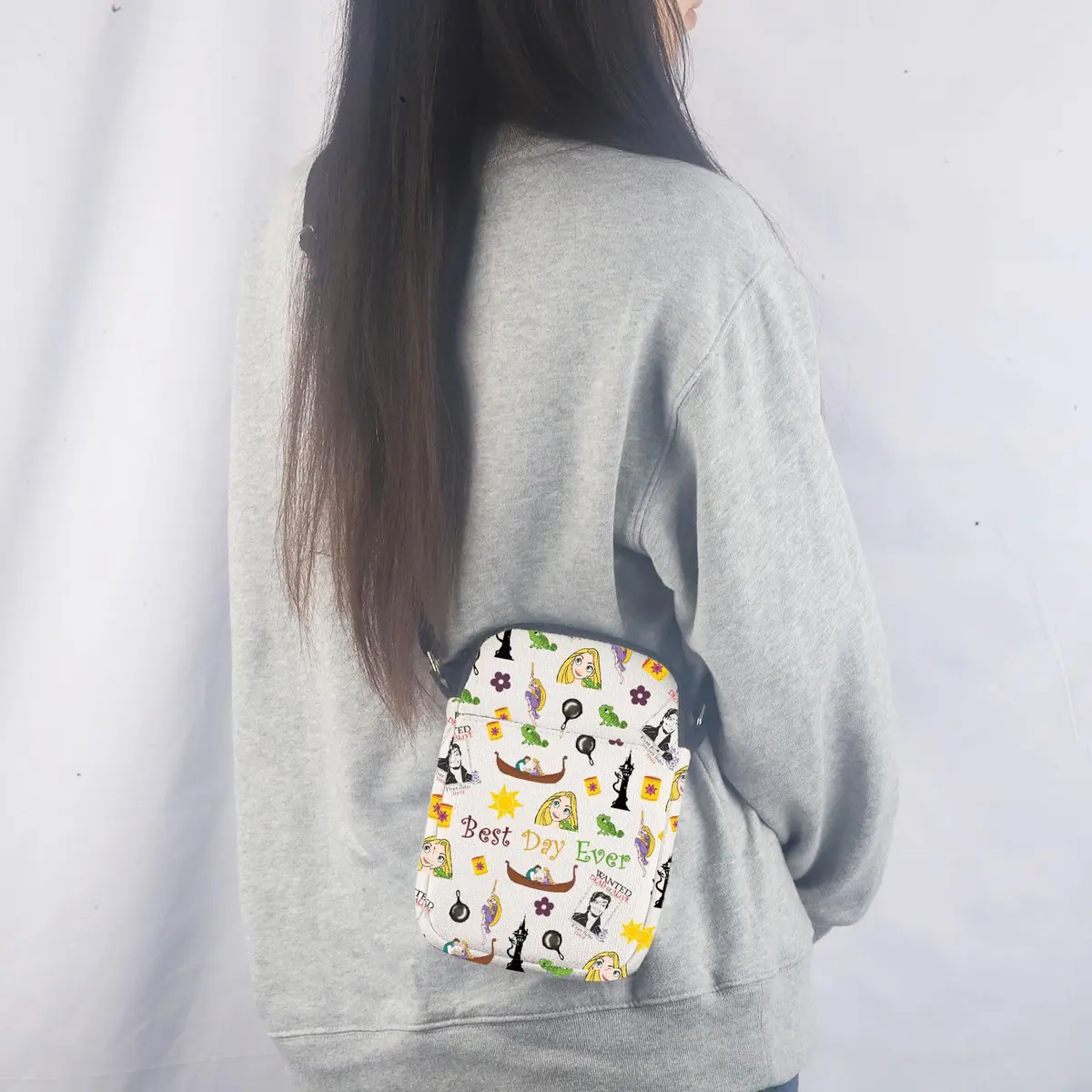 MNIGIU Tangled Movie Fans Gift Crossbody Cosmetic Makeup Bag | Princess Rapunzel Lover - view 5