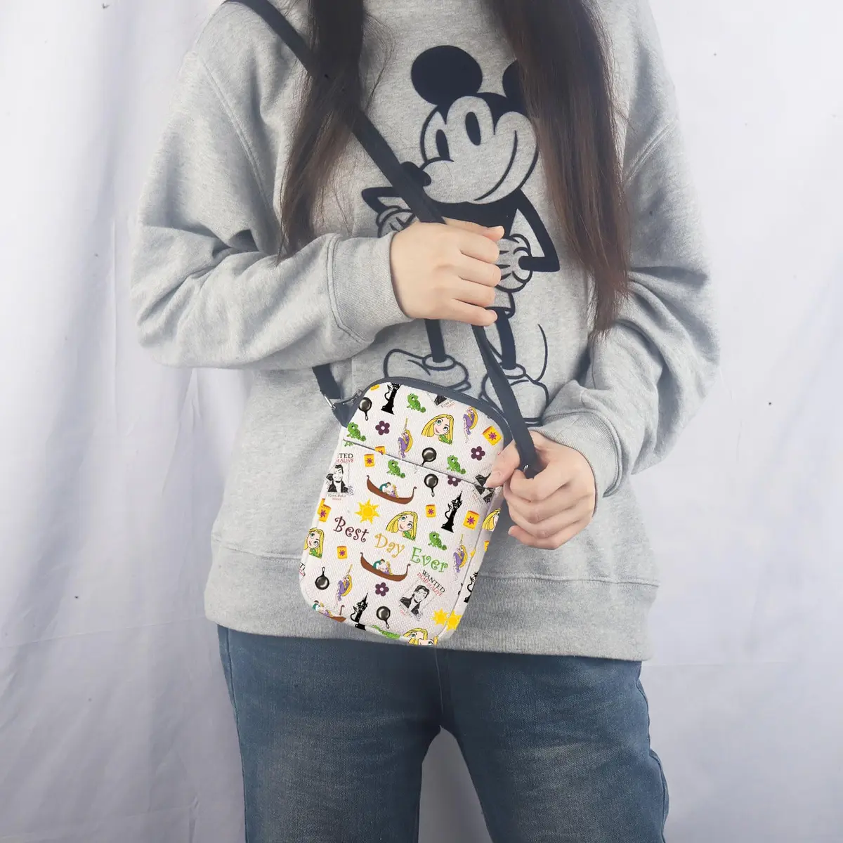 MNIGIU Tangled Movie Fans Gift Crossbody Cosmetic Makeup Bag | Princess Rapunzel Lover - view 4