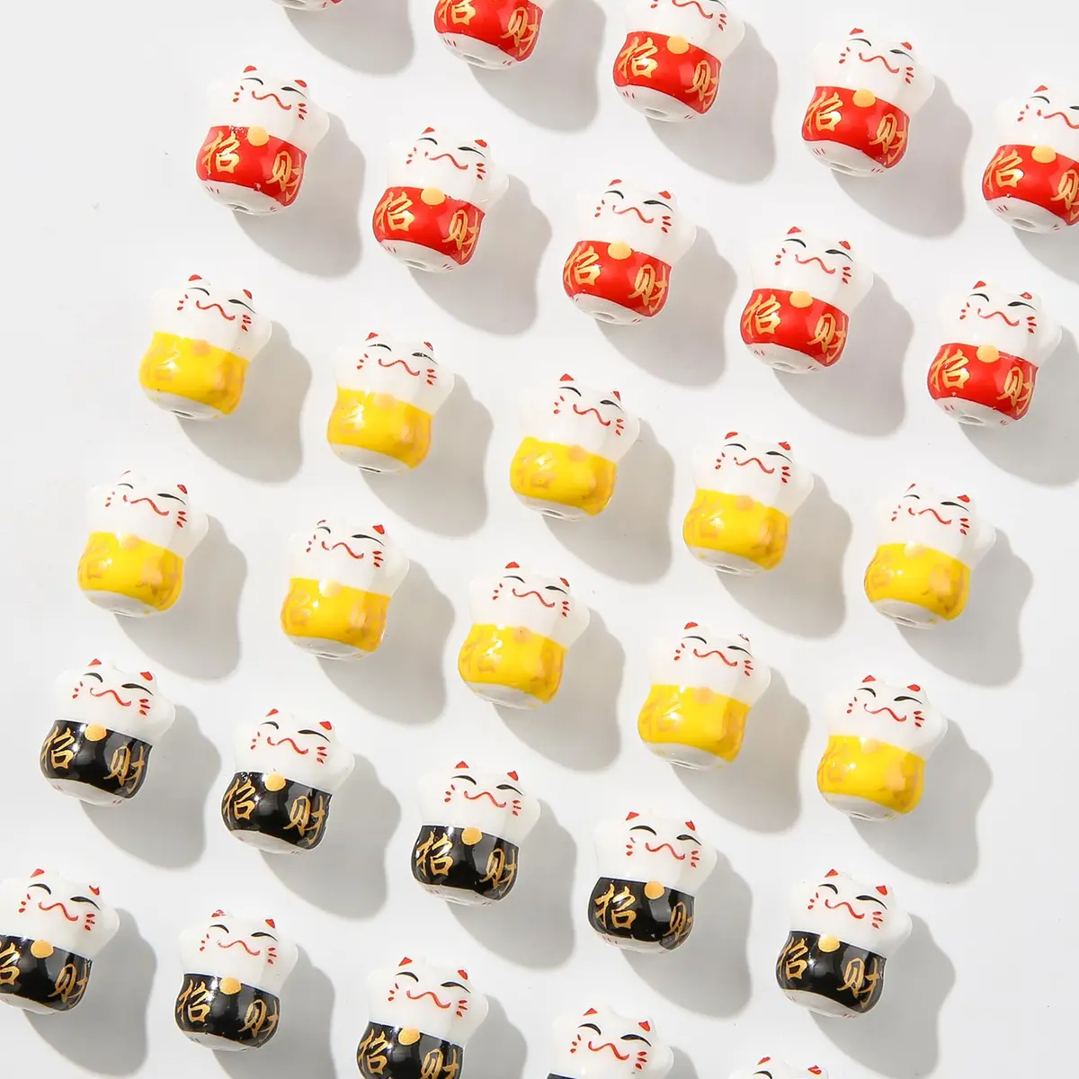 ANCADN Lucky Cat Beads Ceramic Bead 15*13mm | Maneki Neko Porcelain Spacer Beads for Jewelry - view 5