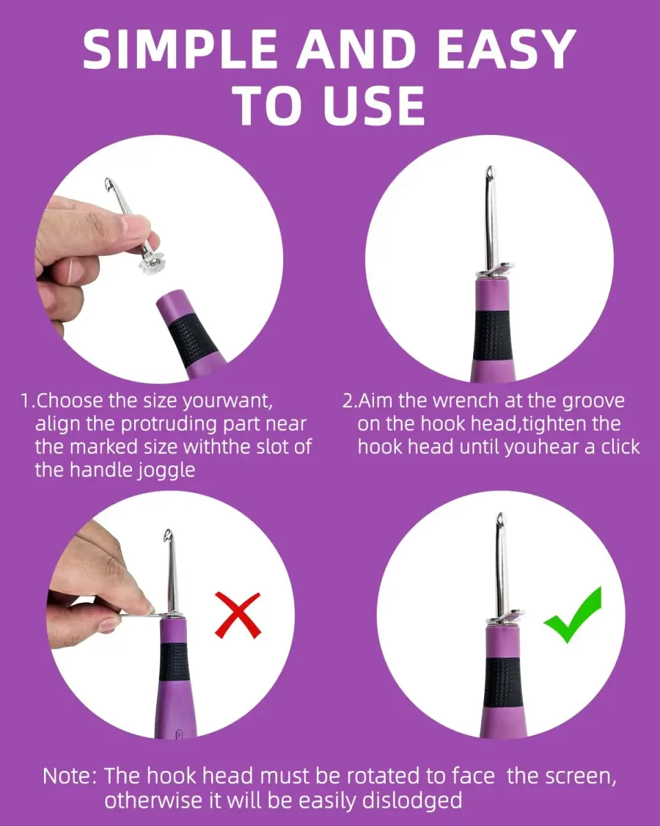Bybykoi Light Up Crochet Hooks Set with Digital Counter & 24 Interchangeable Hooks | 2.0-14.0 mm (Metric Conversion) - view 6